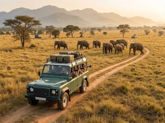 Elephant herd safari sighting on the Ahangama to Udawalawe tour