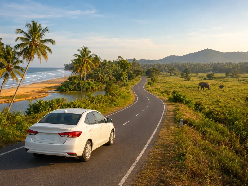 Scenic road on the Ahangama to Udawalawe taxi route
