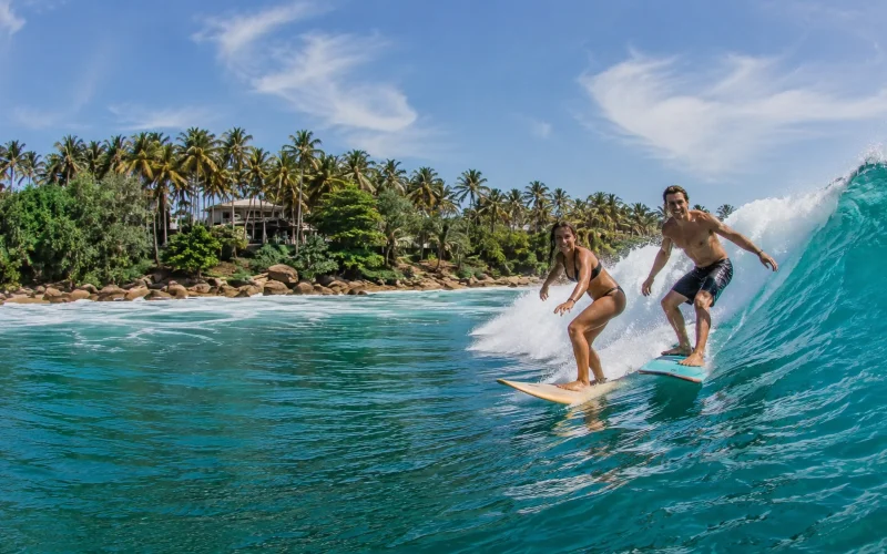Hiriketiya Bay beach and surf on the South Coast of Sri Lanka