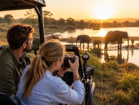 Morning vs sunset safari Udawalawe: elephant herd sighting during sunrise