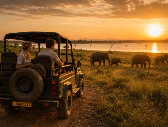 Close elephant encounter at sunset, near the end of our 24 hours in Udawalawe jeep safari